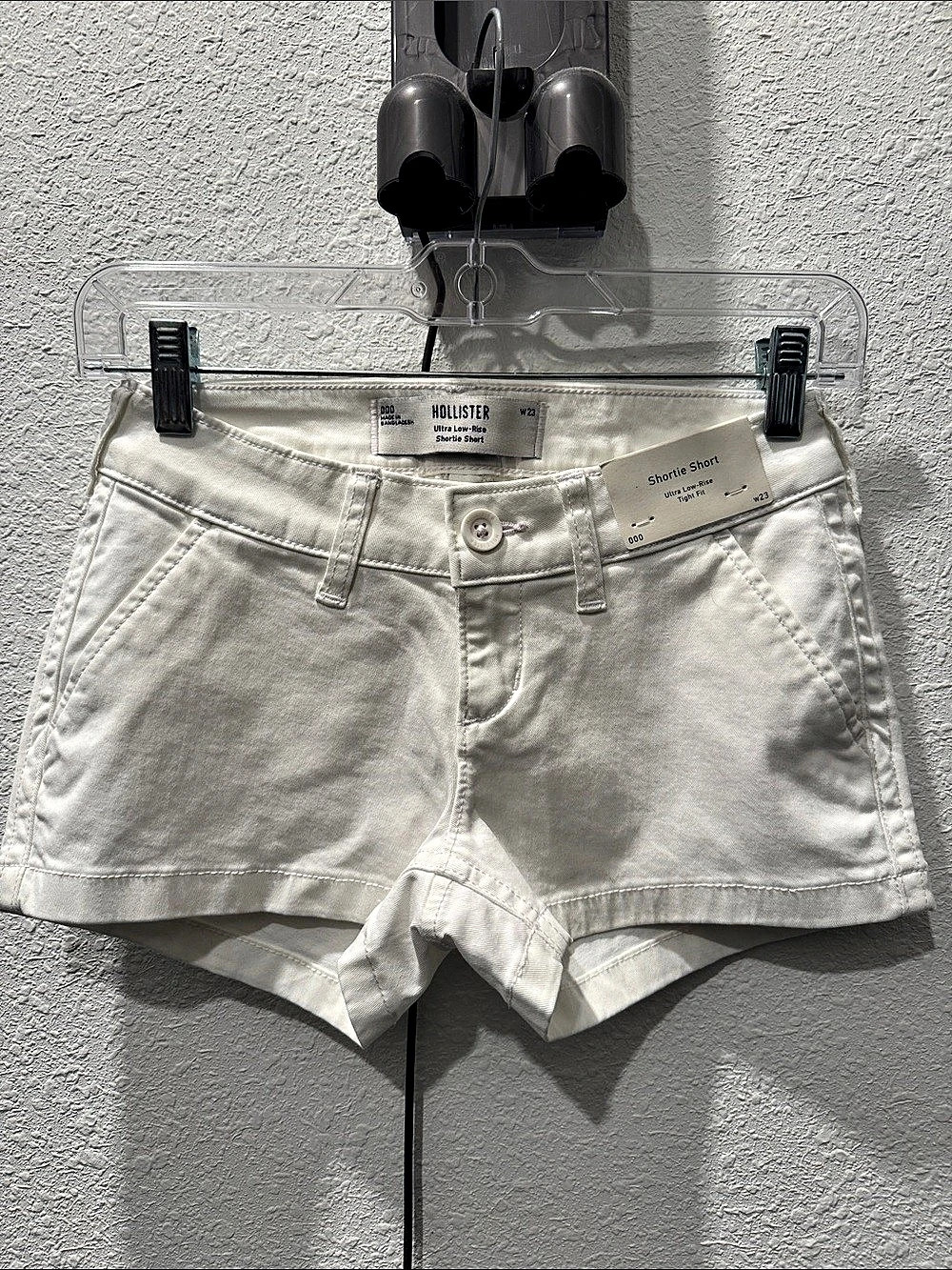 Hollister Ultra Low-Rise Shortie Short White Jean Shorts Waist 23